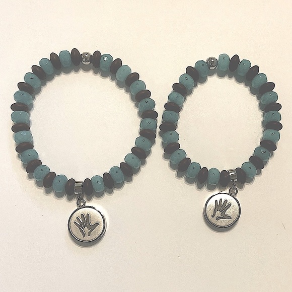 Rustic Cuff Hand In Hand Bracelet Duo - Picture 3 of 7